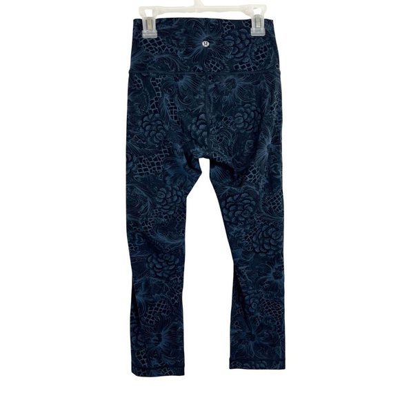 Lululemon Wunder Under High Rise Cropped Leggings Nouveau Mach Blue Black Size 4 - Picture 2 of 7